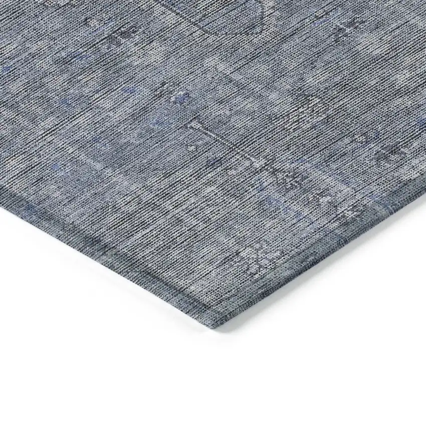 Navy Blue And Gray Southwestern Washable Indoor Outdoor Area Rug Photo 5