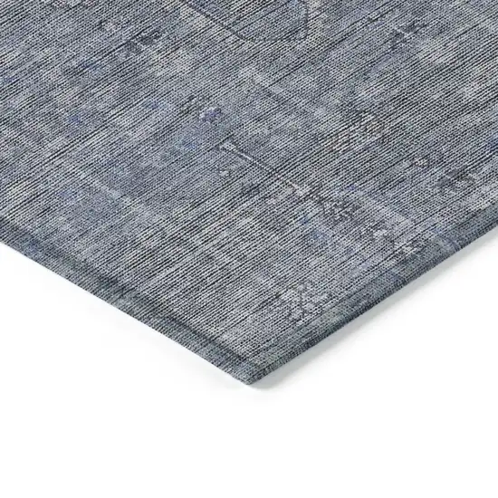 Navy Blue And Gray Southwestern Washable Indoor Outdoor Area Rug Photo 5