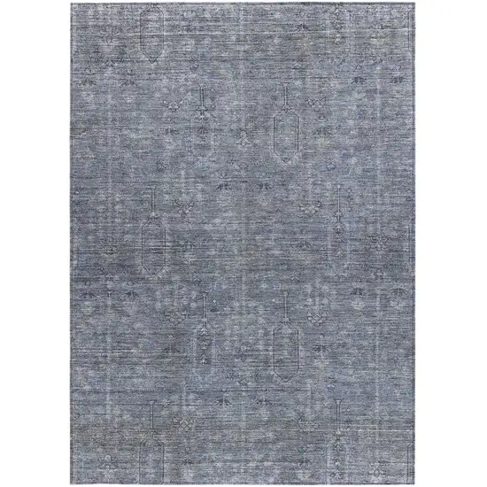 Navy Blue And Gray Southwestern Washable Indoor Outdoor Area Rug Photo 6