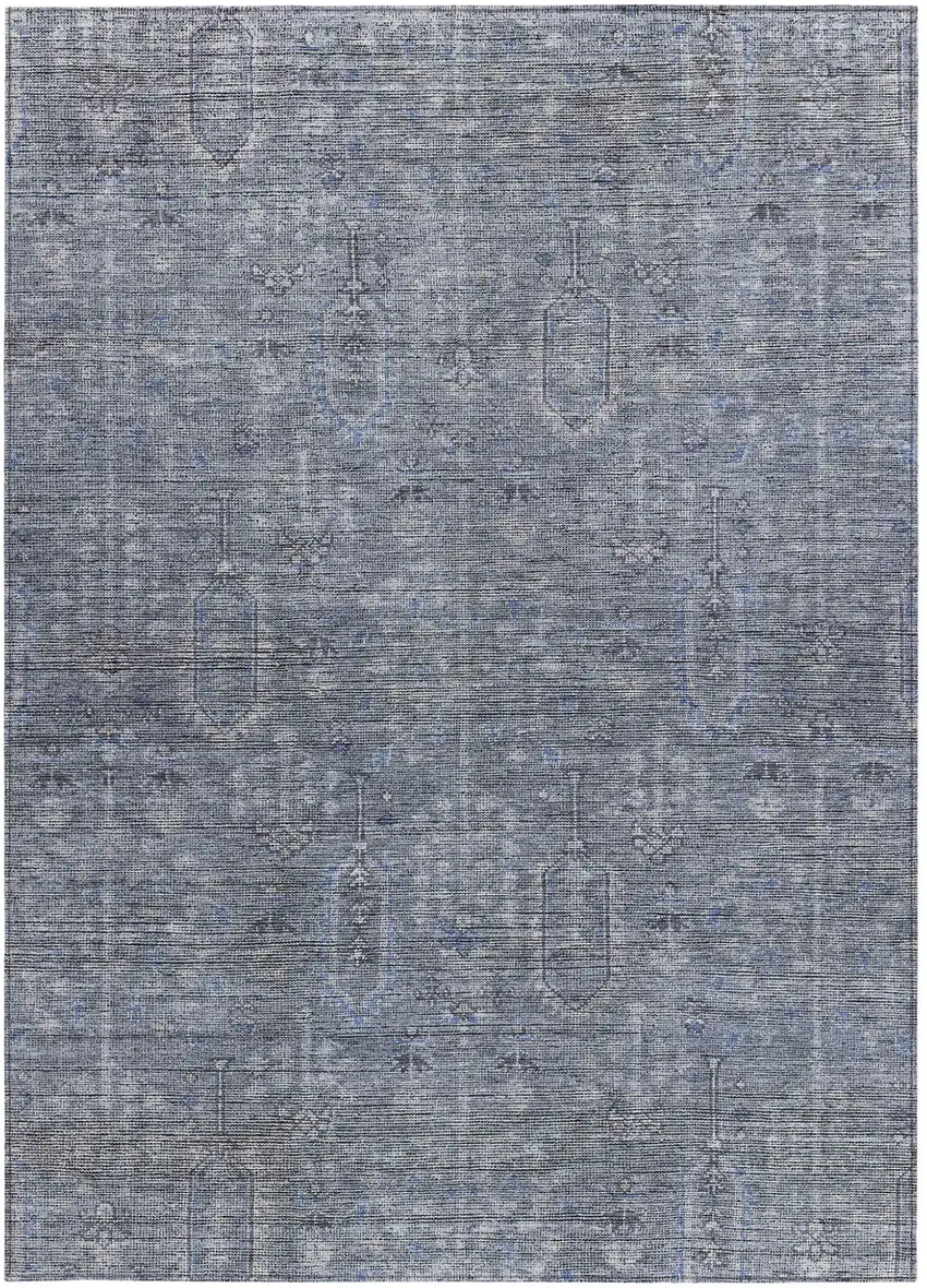 Navy Blue And Gray Southwestern Washable Indoor Outdoor Area Rug Photo 6