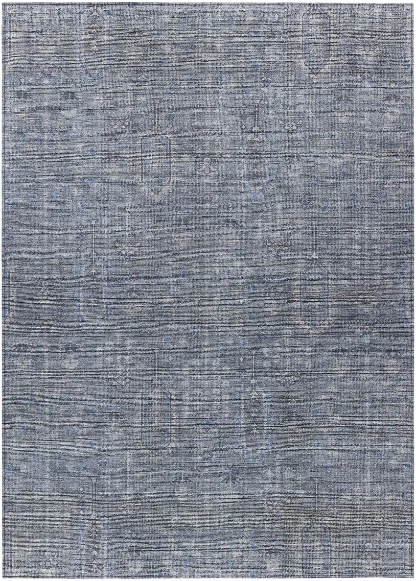 Navy Blue And Gray Southwestern Washable Indoor Outdoor Area Rug Photo 2