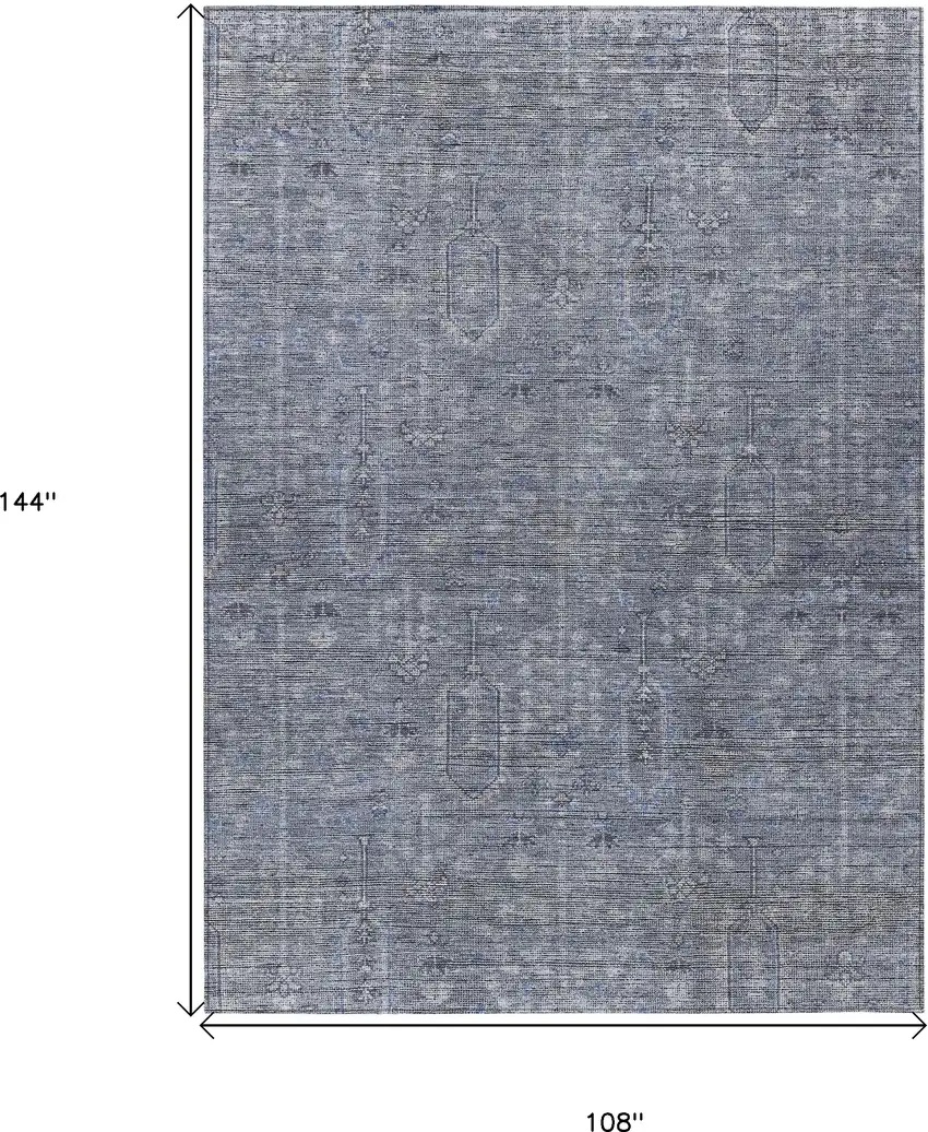 Navy Blue And Gray Southwestern Washable Indoor Outdoor Area Rug Photo 3