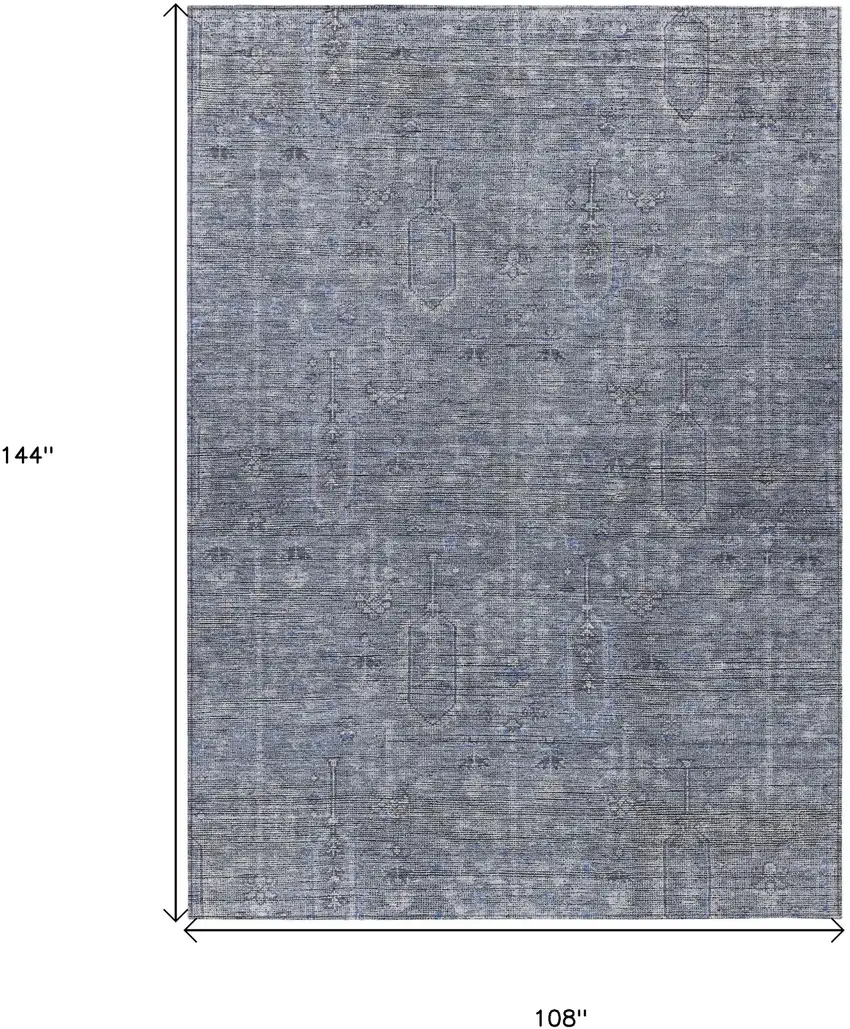 Navy Blue And Gray Southwestern Washable Indoor Outdoor Area Rug Photo 3