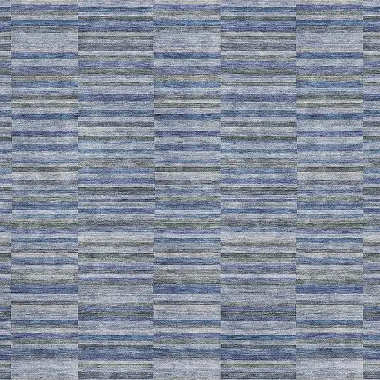 Navy Blue And Gray Striped Washable Area Rug With UV Protection Photo 3