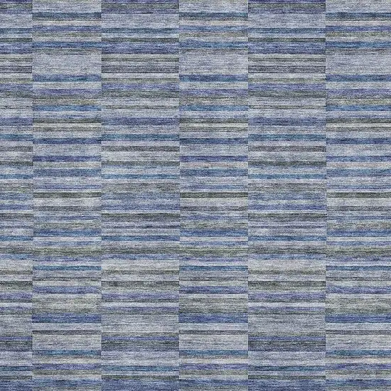 Navy Blue And Gray Striped Washable Area Rug With UV Protection Photo 3
