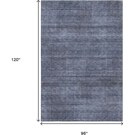 Navy Blue And Gray Striped Washable Area Rug With UV Protection Photo 3