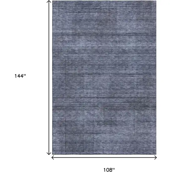 Navy Blue And Gray Striped Washable Area Rug With UV Protection Photo 3