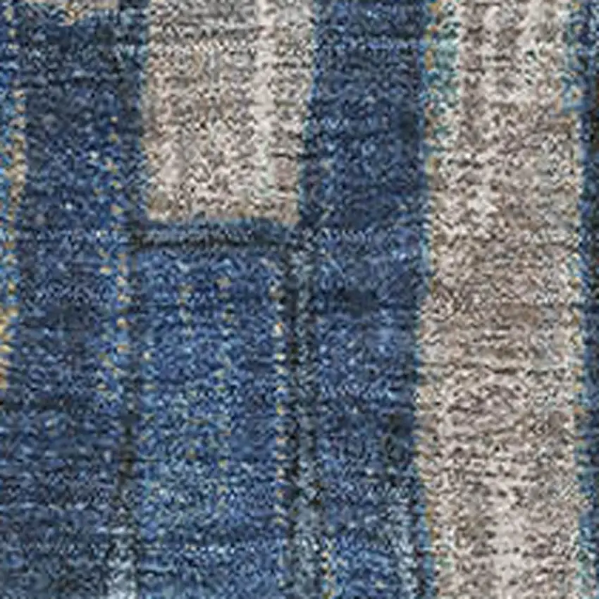 Navy Blue And Gray Striped Washable Area Rug With UV Protection Photo 2