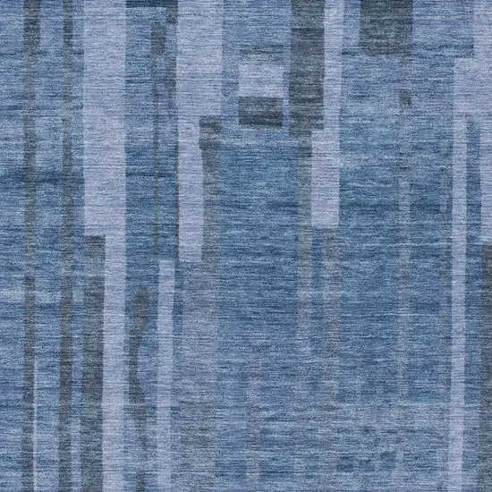 Navy Blue And Gray Striped Washable Indoor Outdoor Area Rug Photo 5