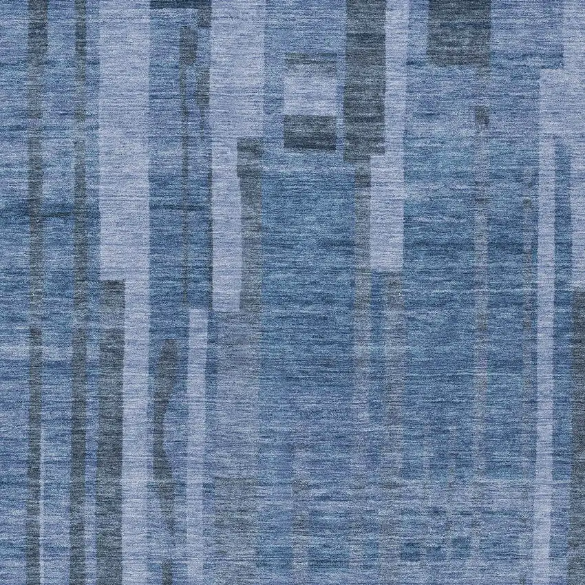 Navy Blue And Gray Striped Washable Indoor Outdoor Area Rug Photo 5