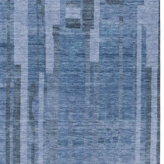 Navy Blue And Gray Striped Washable Indoor Outdoor Area Rug Photo 5