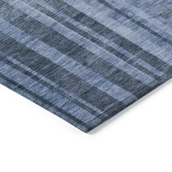Navy Blue And Gray Striped Washable Indoor Outdoor Area Rug Photo 4