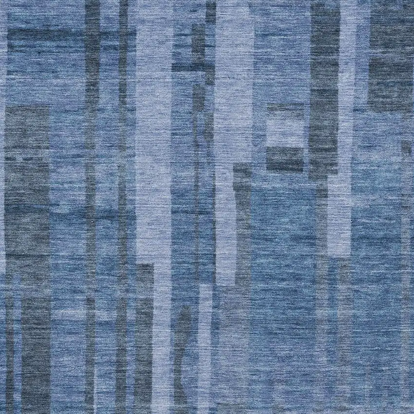 Navy Blue And Gray Striped Washable Indoor Outdoor Area Rug Photo 5