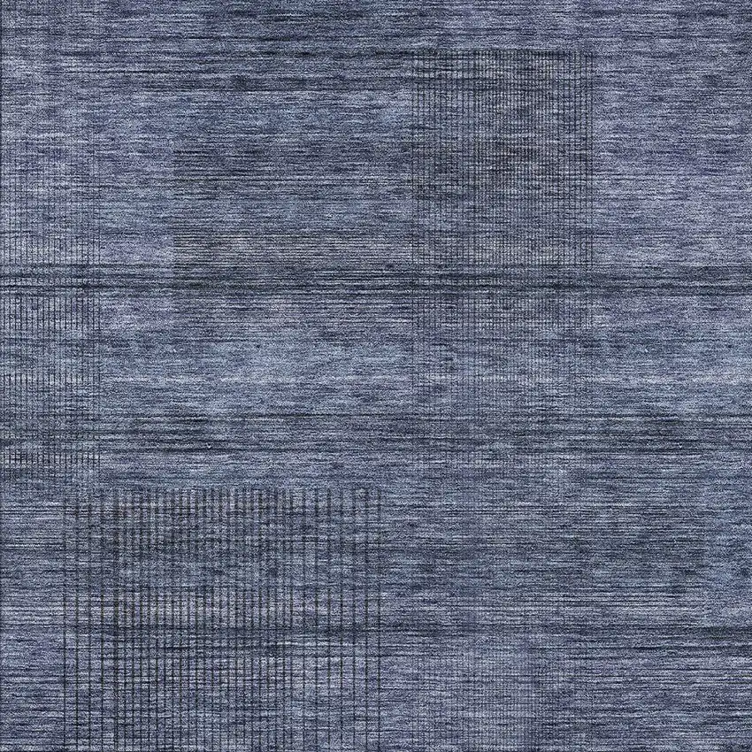 Navy Blue And Gray Striped Washable Indoor Outdoor Area Rug Photo 6