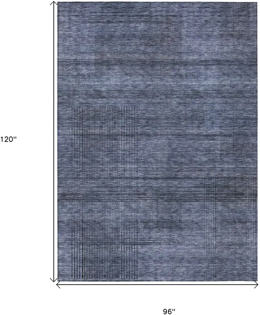 Navy Blue And Gray Striped Washable Indoor Outdoor Area Rug Photo 3