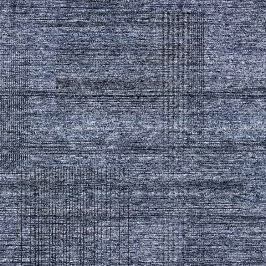 Navy Blue And Gray Striped Washable Indoor Outdoor Area Rug Photo 6