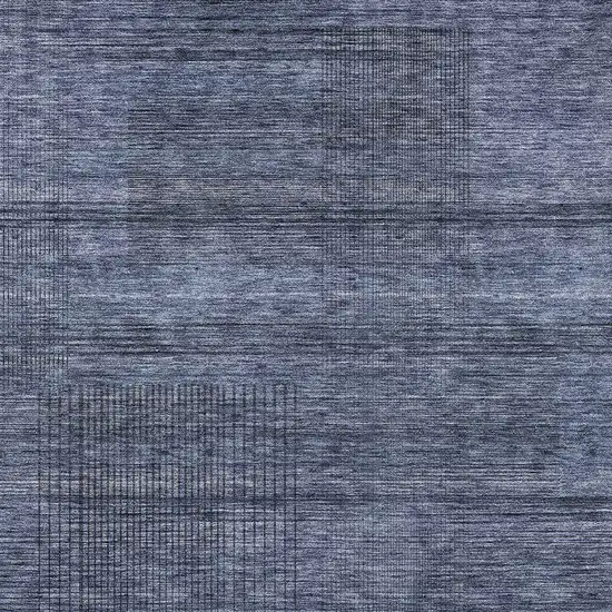 Navy Blue And Gray Striped Washable Indoor Outdoor Area Rug Photo 6