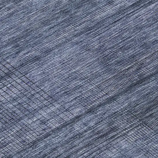 Navy Blue And Gray Striped Washable Indoor Outdoor Area Rug Photo 7