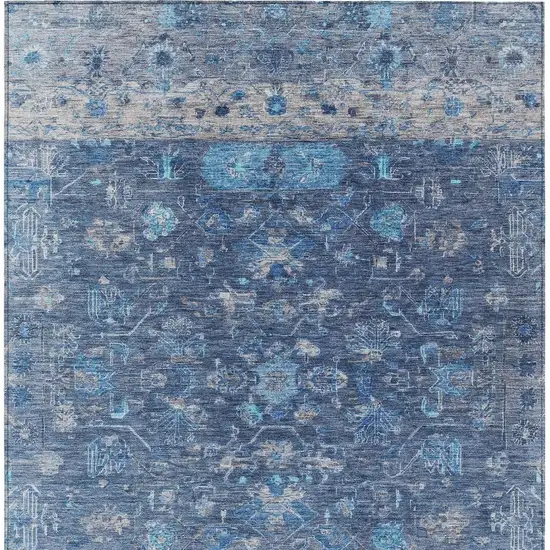 Navy Blue And Gray Tribal Washable Indoor Outdoor Area Rug Photo 4