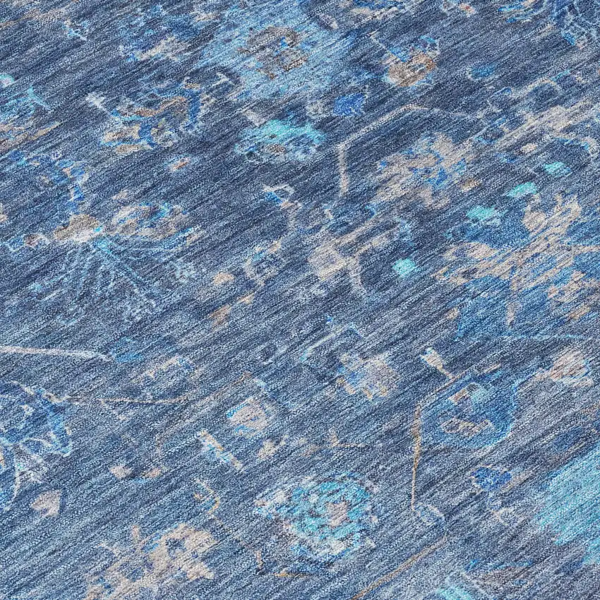 Navy Blue And Gray Tribal Washable Indoor Outdoor Area Rug Photo 7