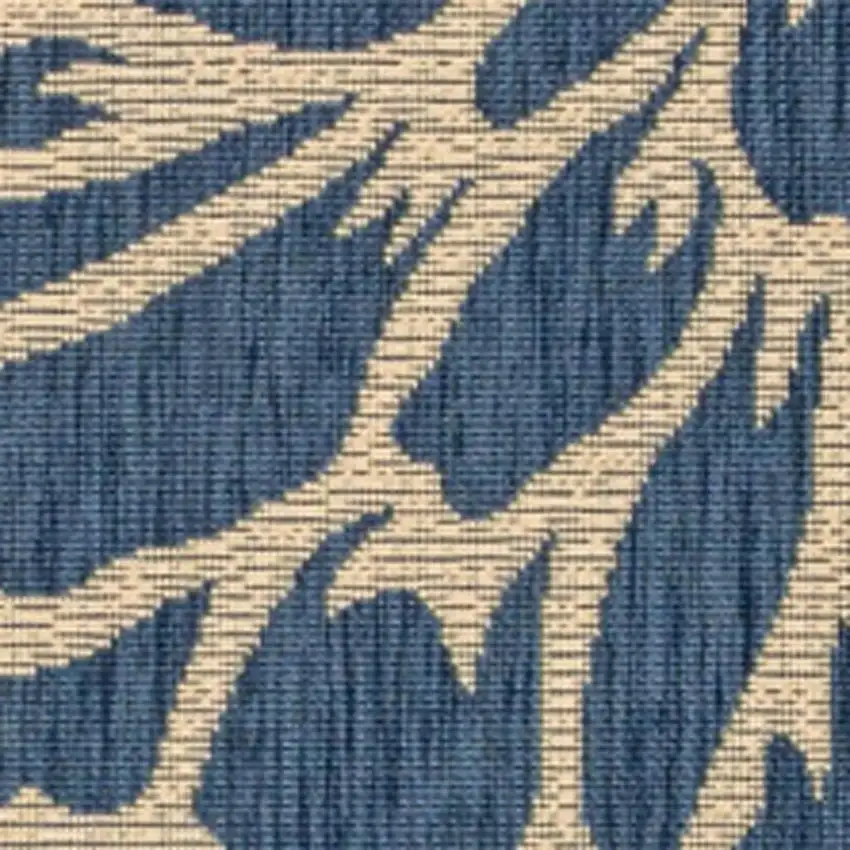 Navy Blue And Green Floral Indoor Outdoor Area Rug Photo 2