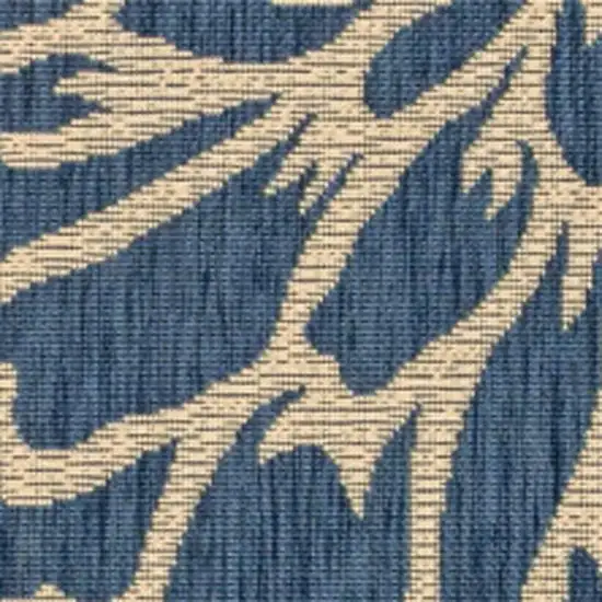 Navy Blue And Green Floral Indoor Outdoor Area Rug Photo 2