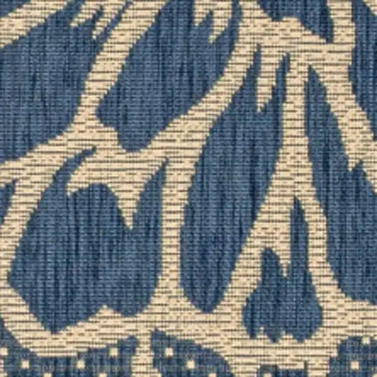 Navy Blue And Green Floral Indoor Outdoor Area Rug Photo 2