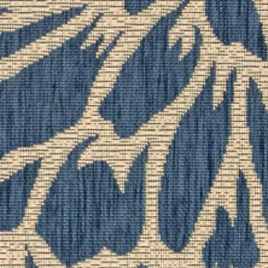 Navy Blue And Green Floral Indoor Outdoor Area Rug Photo 2