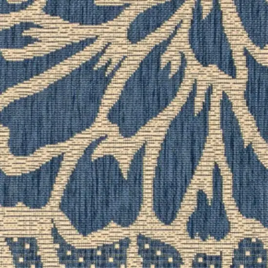 Navy Blue And Green Floral Indoor Outdoor Area Rug Photo 3
