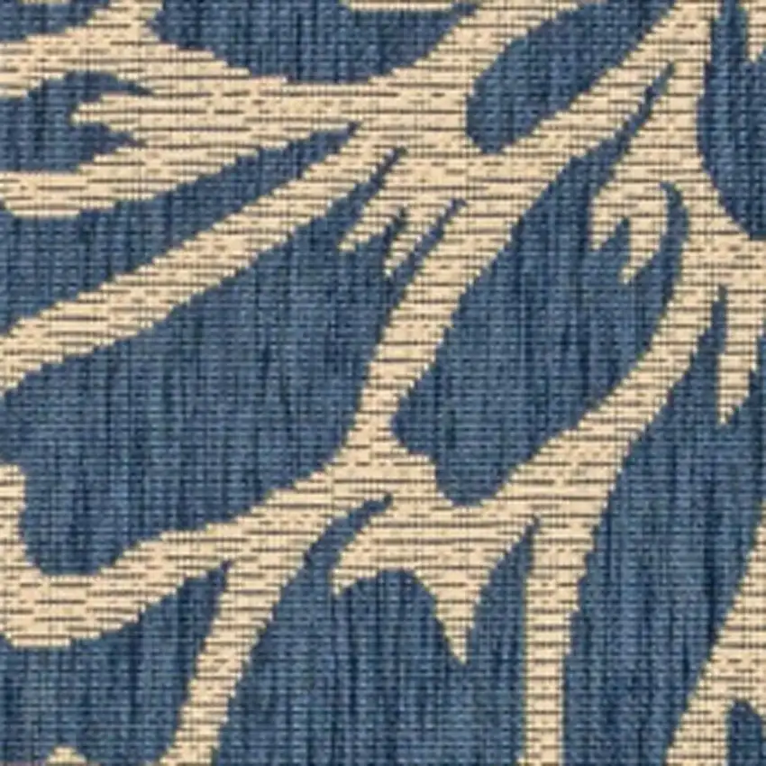 Navy Blue And Green Floral Indoor Outdoor Area Rug Photo 2
