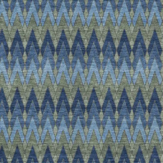Navy Blue And Green Geometric Washable Indoor Outdoor Area Rug Photo 3