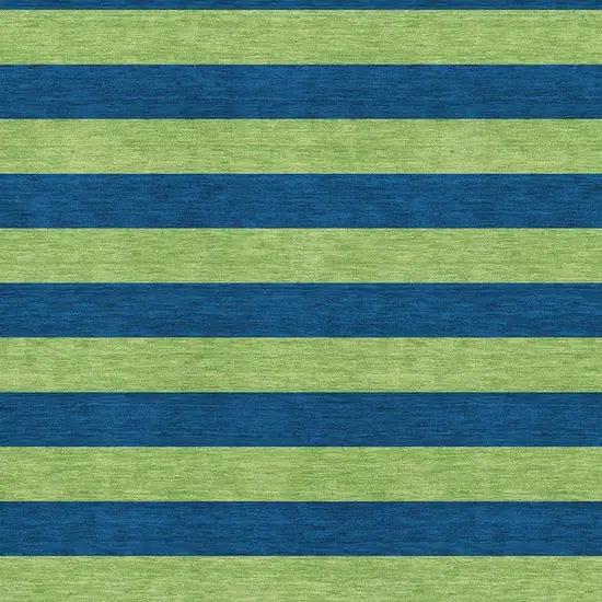 Navy Blue And Green Striped Washable Area Rug With UV Protection Photo 3
