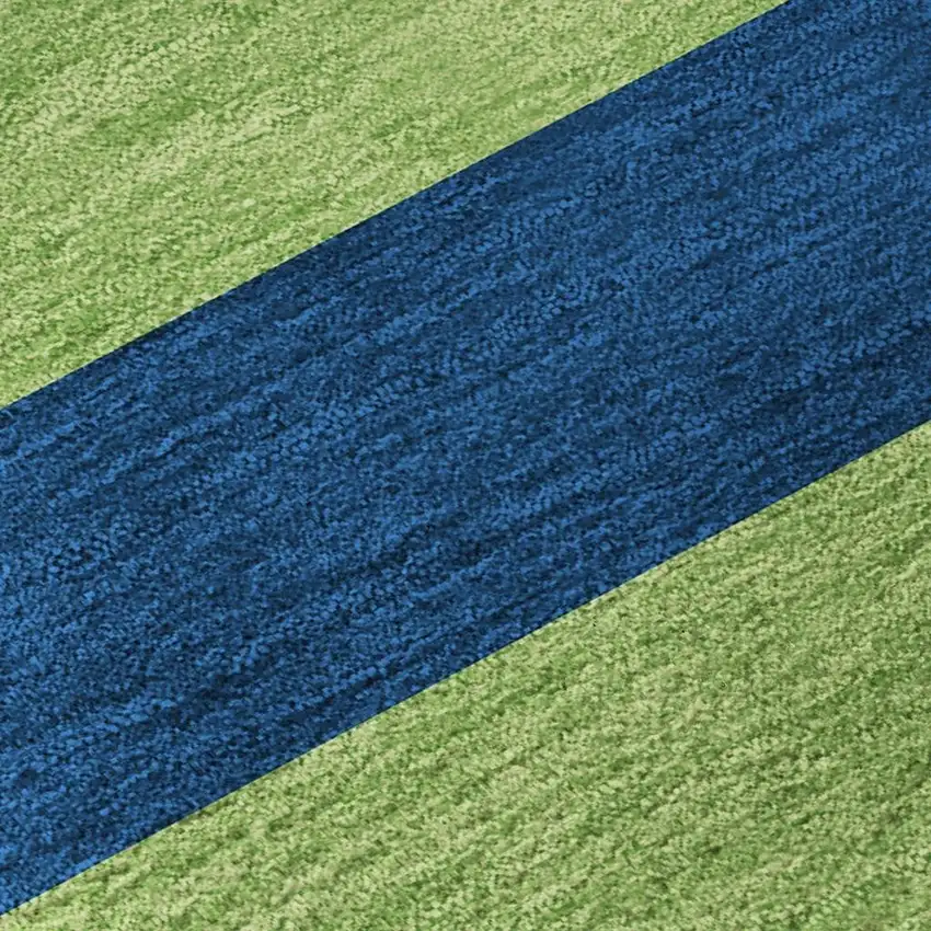 Navy Blue And Green Striped Washable Area Rug With UV Protection Photo 4