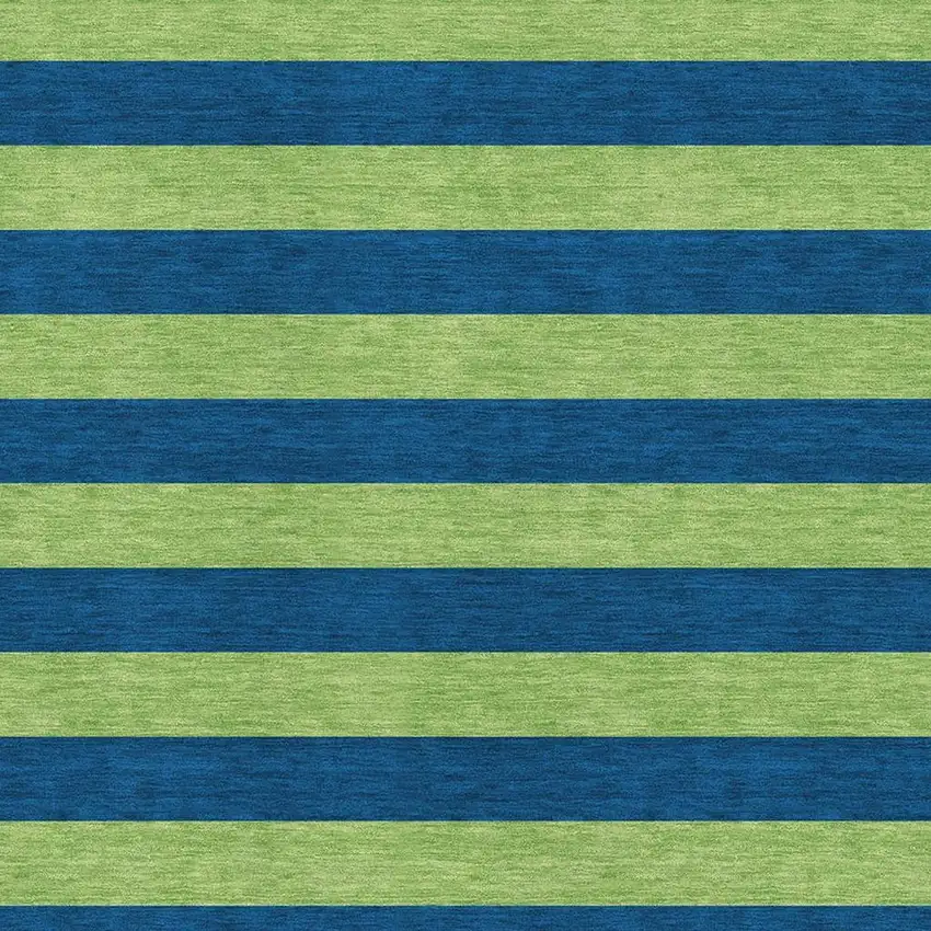 Navy Blue And Green Striped Washable Area Rug With UV Protection Photo 3