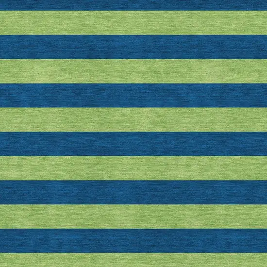 Navy Blue And Green Striped Washable Area Rug With UV Protection Photo 8