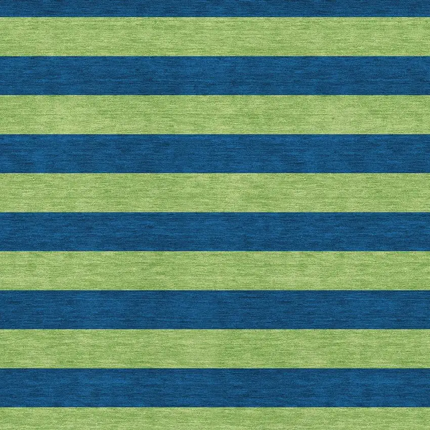 Navy Blue And Green Striped Washable Area Rug With UV Protection Photo 8
