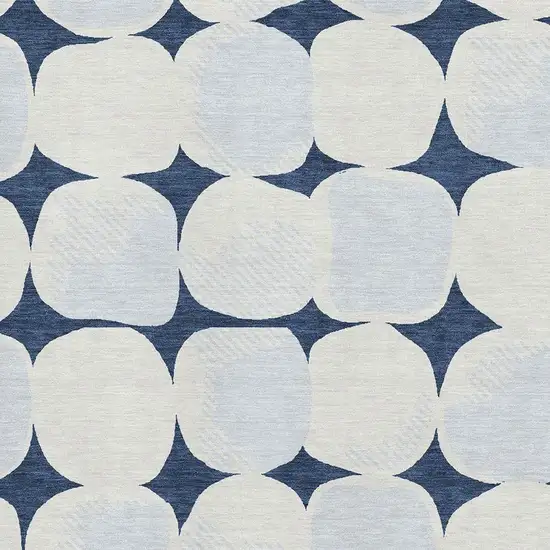 Navy Blue And Ivory Abstract Geometric Washable Area Rug With UV Protection Photo 3