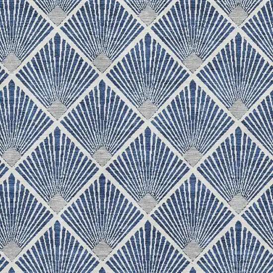 Navy Blue And Ivory Abstract Geometric Washable Area Rug With UV Protection Photo 3