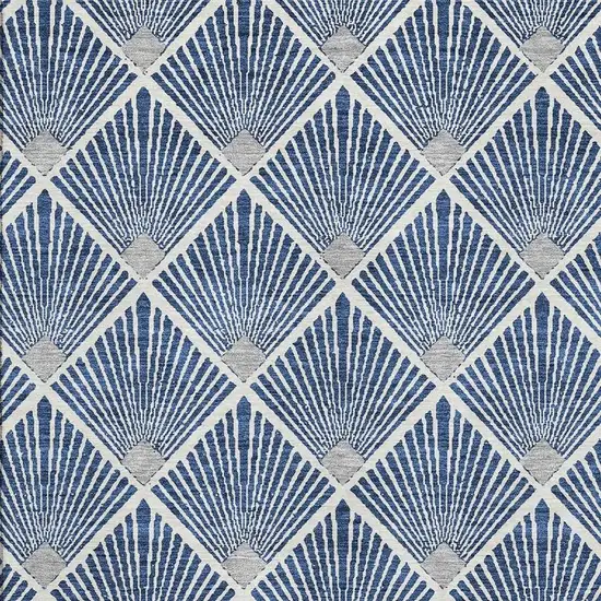 Navy Blue And Ivory Abstract Geometric Washable Area Rug With UV Protection Photo 3