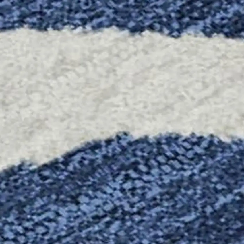 Navy Blue And Ivory Abstract Geometric Washable Area Rug With UV Protection Photo 7