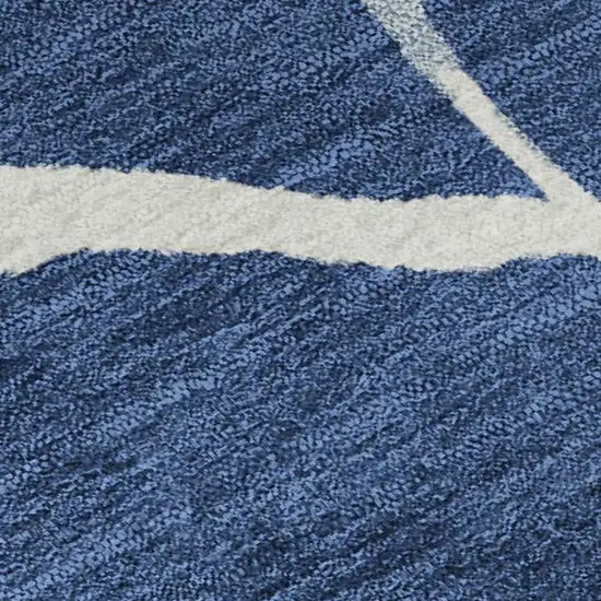 Navy Blue And Ivory Abstract Geometric Washable Area Rug With UV Protection Photo 2