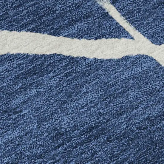 Navy Blue And Ivory Abstract Geometric Washable Area Rug With UV Protection Photo 2