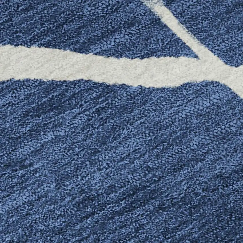 Navy Blue And Ivory Abstract Geometric Washable Area Rug With UV Protection Photo 2