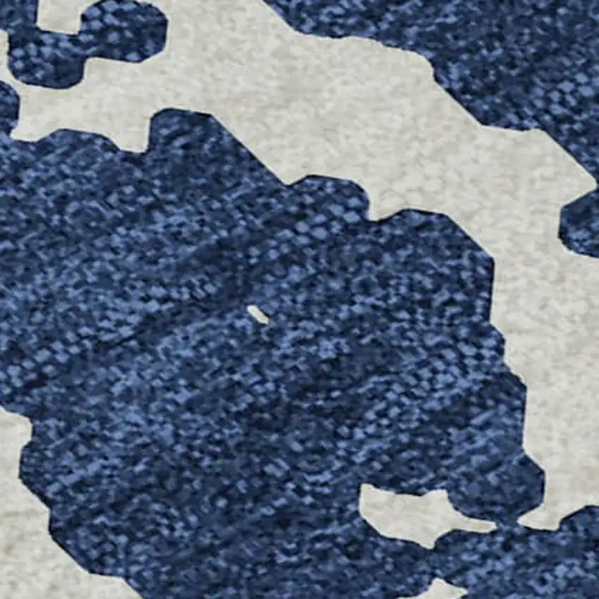 Navy Blue And Ivory Abstract Washable Area Rug With UV Protection Photo 4