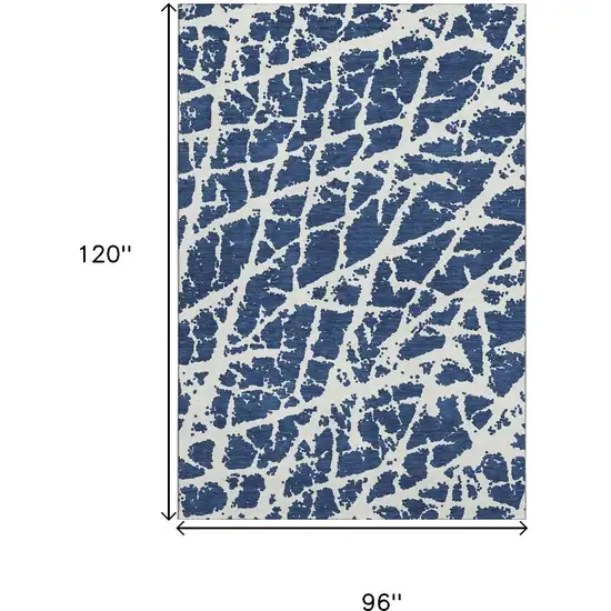 Navy Blue And Ivory Abstract Washable Area Rug With UV Protection Photo 3