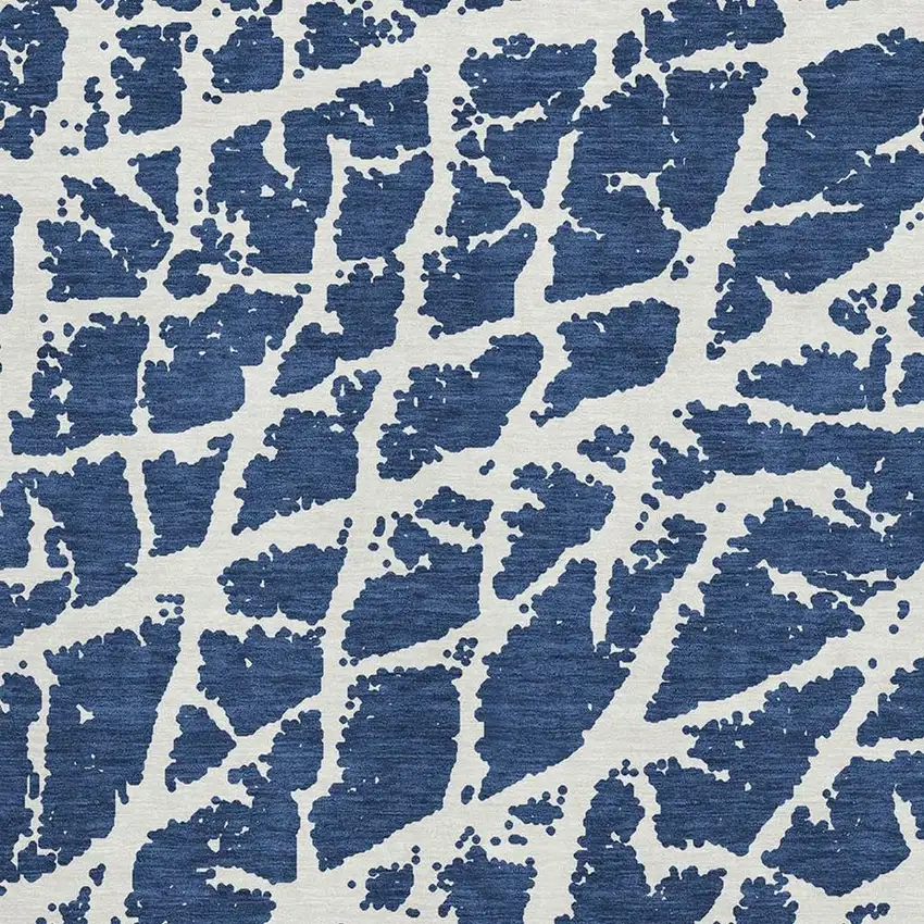 Navy Blue And Ivory Abstract Washable Area Rug With UV Protection Photo 6