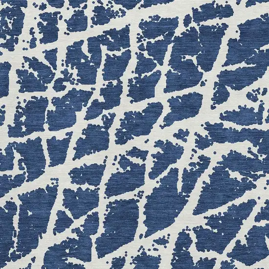 Navy Blue And Ivory Abstract Washable Area Rug With UV Protection Photo 4
