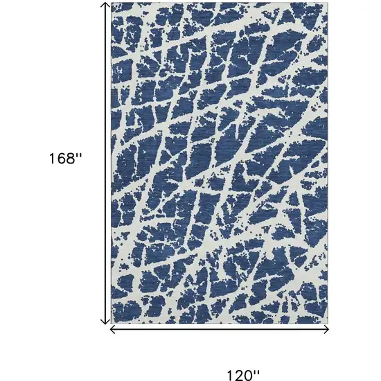 Navy Blue And Ivory Abstract Washable Area Rug With UV Protection Photo 3