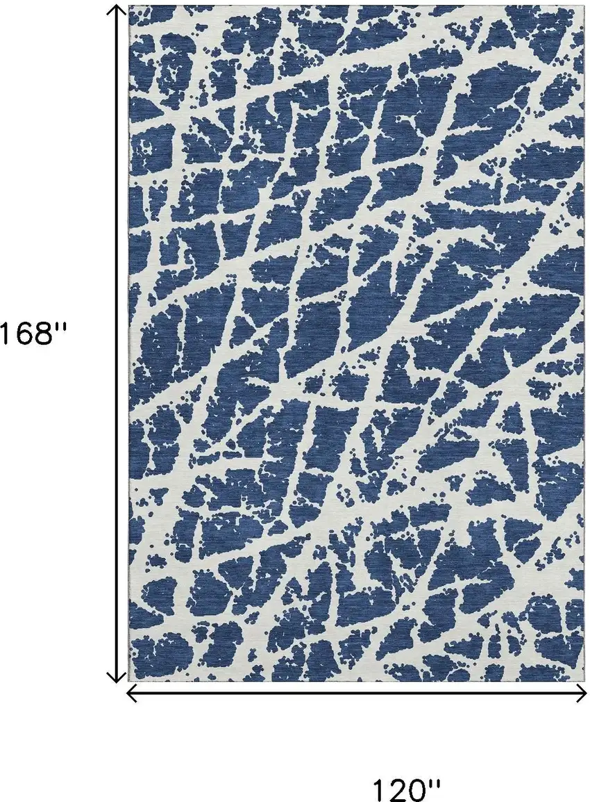 Navy Blue And Ivory Abstract Washable Area Rug With UV Protection Photo 3