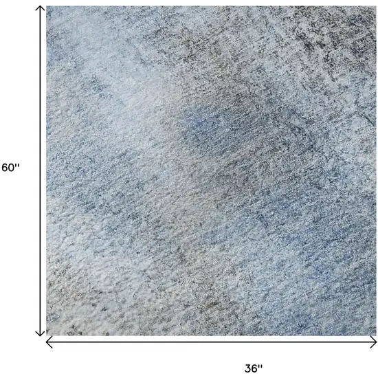 Navy Blue And Ivory Abstract Washable Area Rug With UV Protection Photo 7